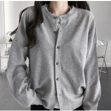 꾸안꾸 데일리 오버핏 맨투맨 박시 단추 가디건