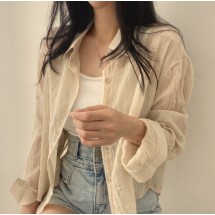 모던스튜디오 여성용 달리 시스루 베이직 카라 셔츠